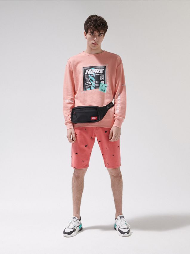 Pulover cu imprimeu - roz - ZL247-30X - CROPP