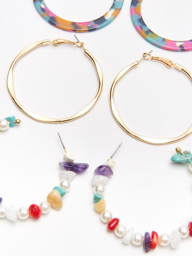 Set: cercei cu detalii din mărgele  - multicolor - ZL889-MLC - CROPP