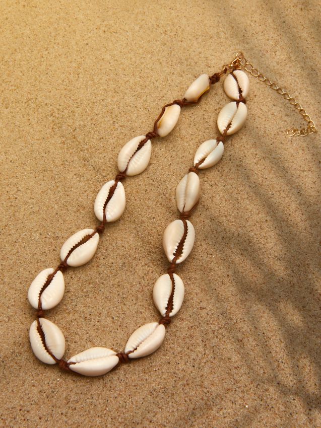 Colier cu scoici - fildeș - ZL898-02X - CROPP