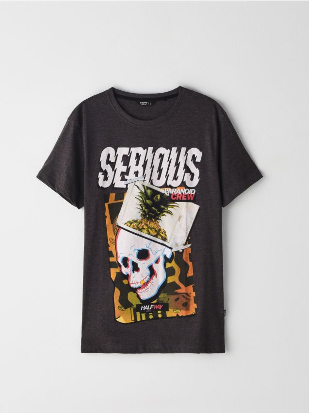 Tricou pentru bărbați - GRI - ZL917-90M - CROPP