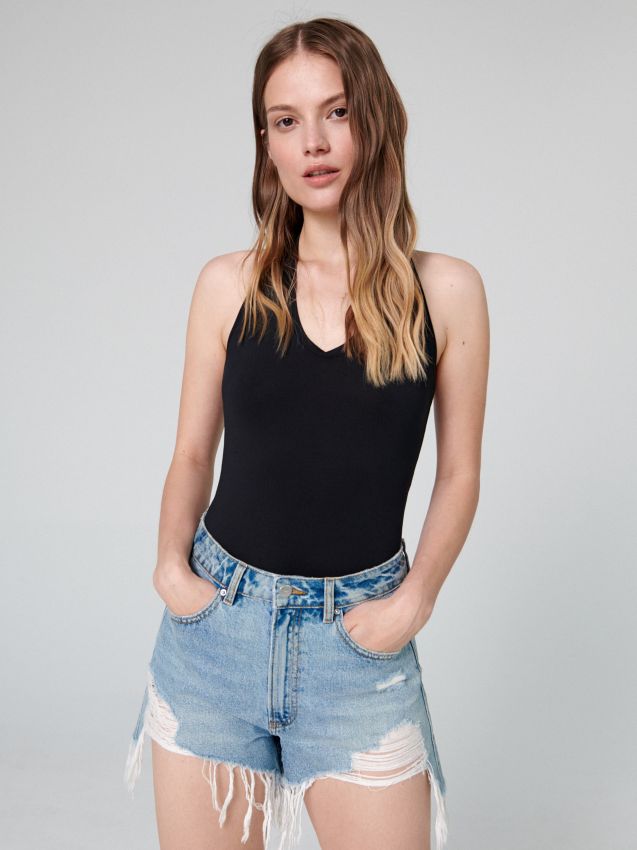 LADIES` BLOUSE BODY - black - ZN103-99X - CROPP