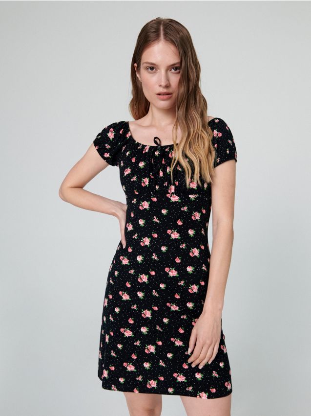 Rochie mini cu conținut ridicat de viscoză - negru - ZN252-99M - CROPP