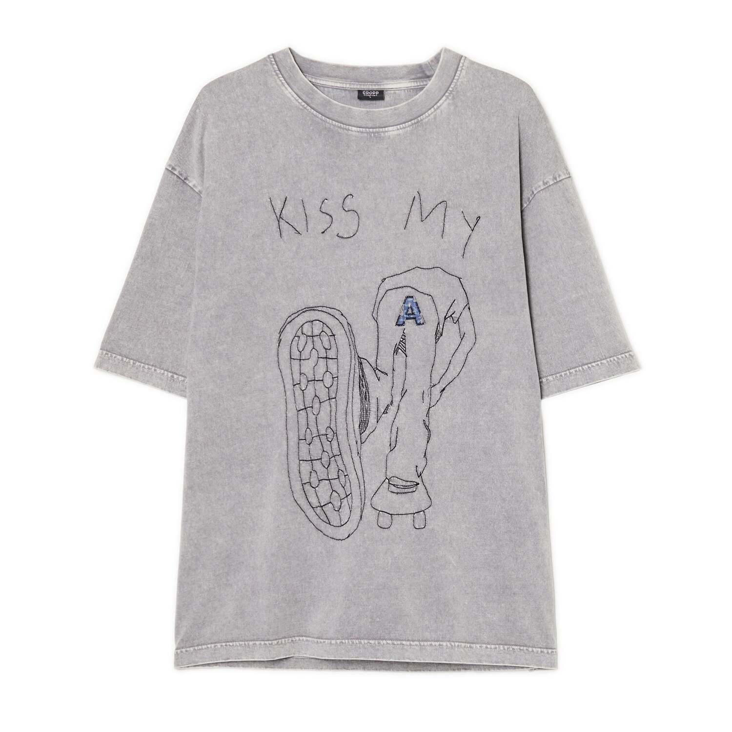 Cropp - T-shirt z nadrukiem w rysunkowym stylu - jasny szary