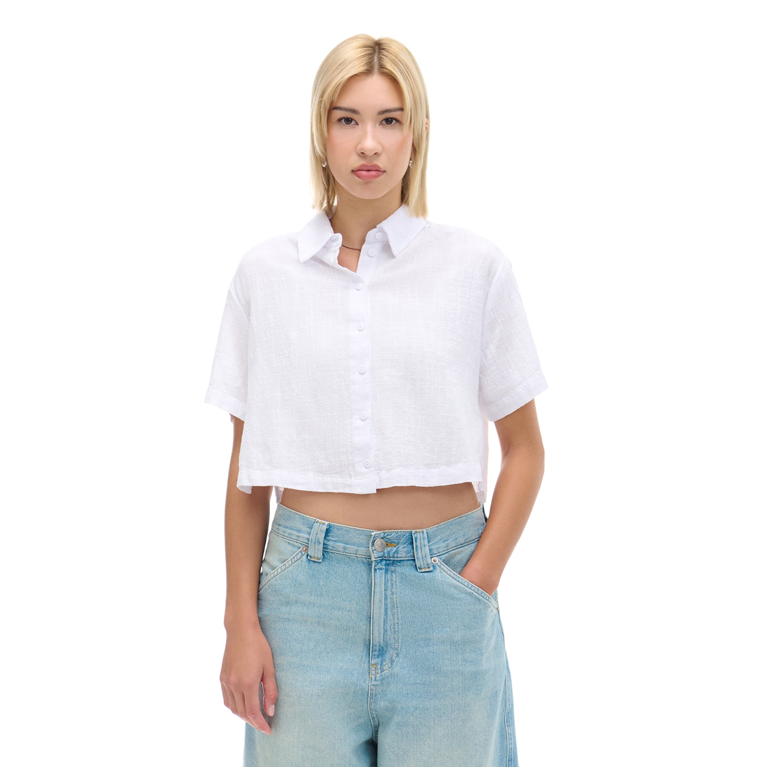 Cropp - Niebieska koszula w retro stylu - błękitny