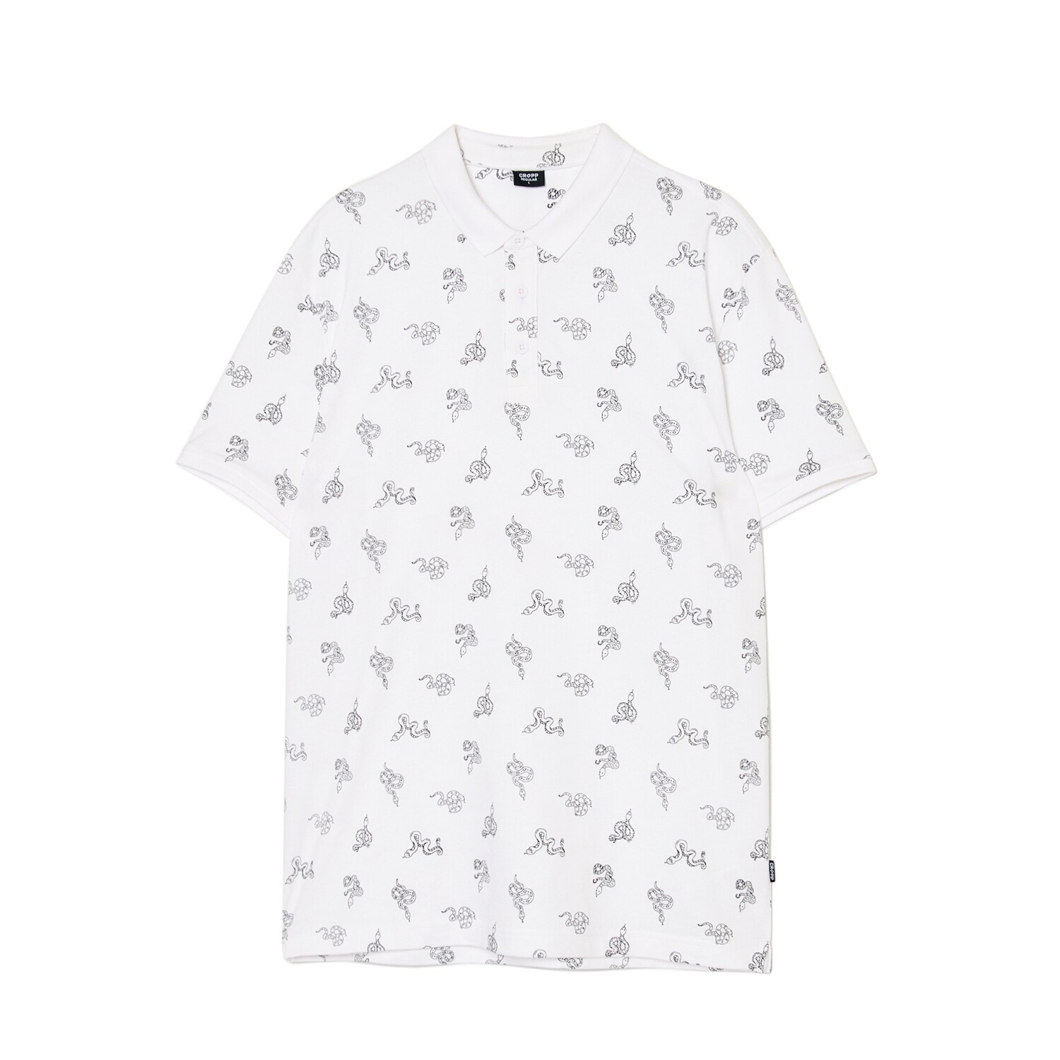 Cropp - T-shirt polo z wężami all over - biały