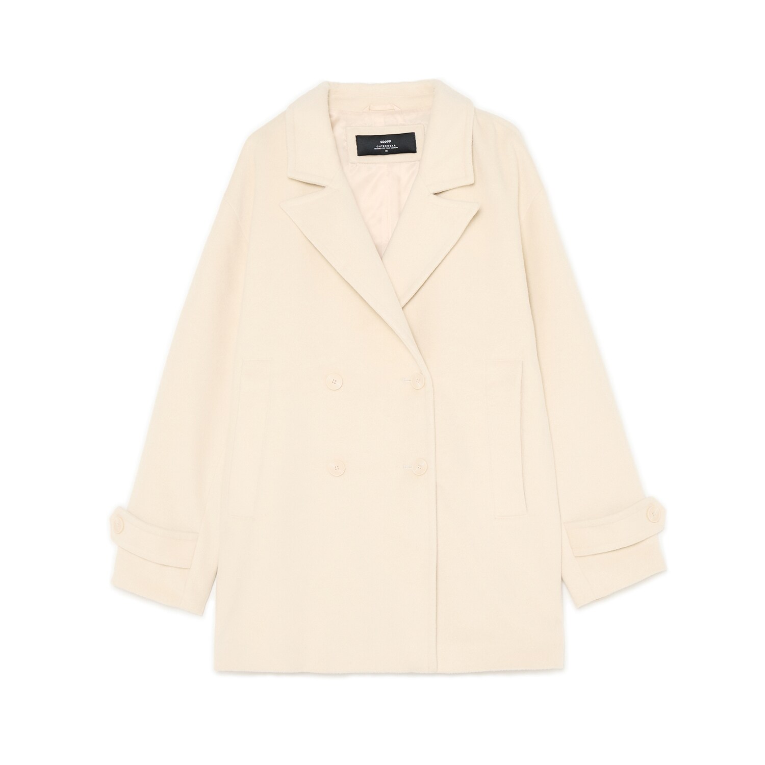 Cropp - Czarny krótki płaszcz oversize - czarny