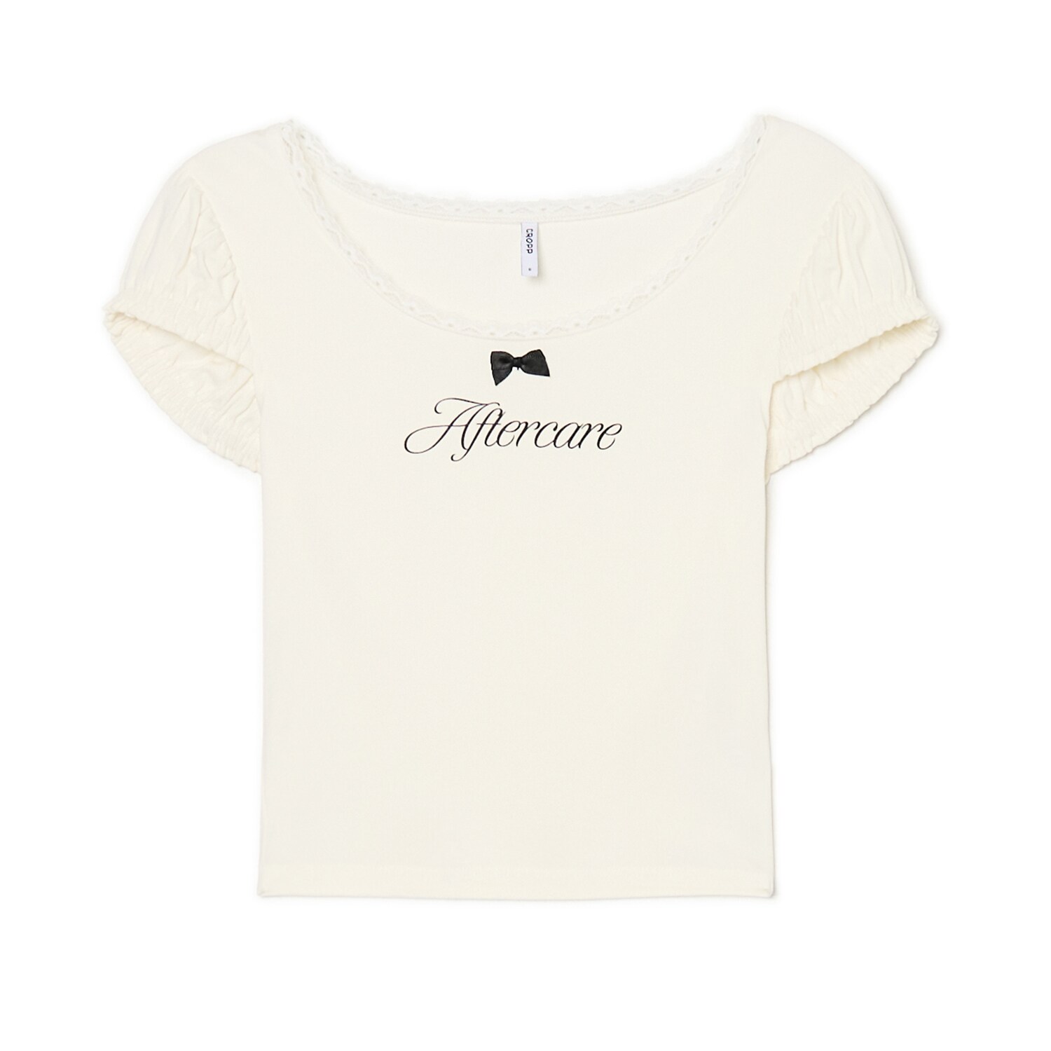 Cropp - T-shirt z napisem i ozdobnymi detalami - biały