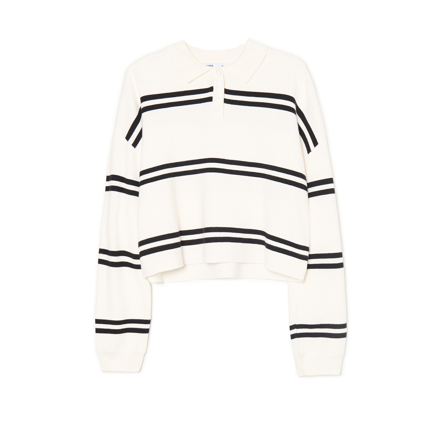 Cropp - Sweter w paski z kołnierzykiem - wielobarwny