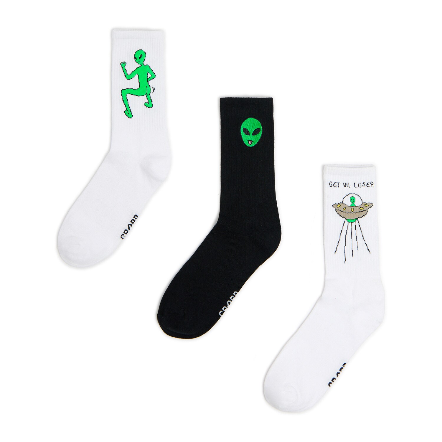 Cropp - 3 pack skarpet z ufo - zielony