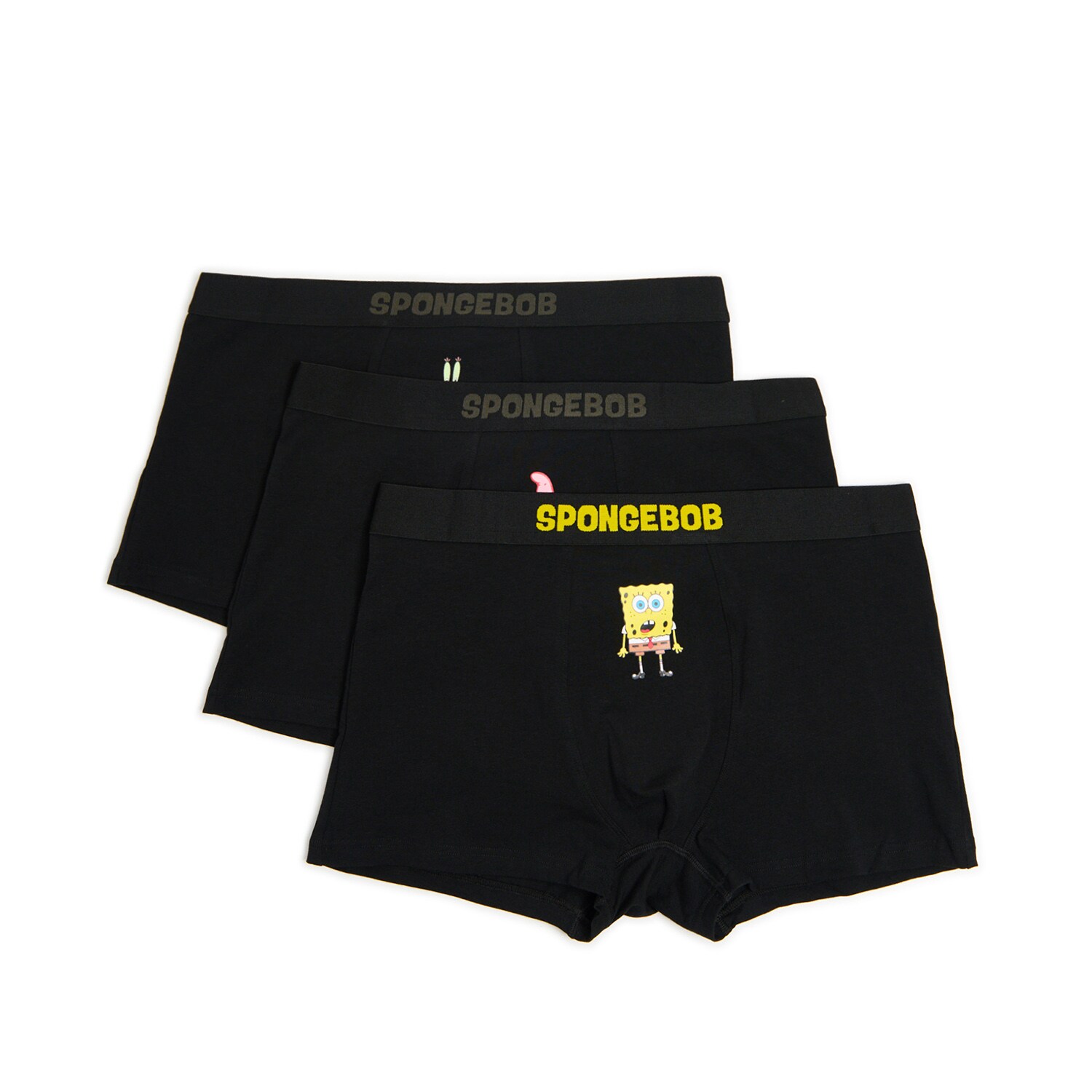 Cropp - 3 pack bokserek z postaciami serii SpongeBob Kanciastoporty - czarny