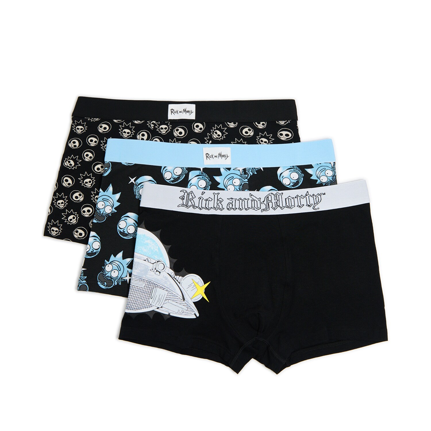 Cropp - 3 pack czarnych bokserek Rick i Morty - niebieski