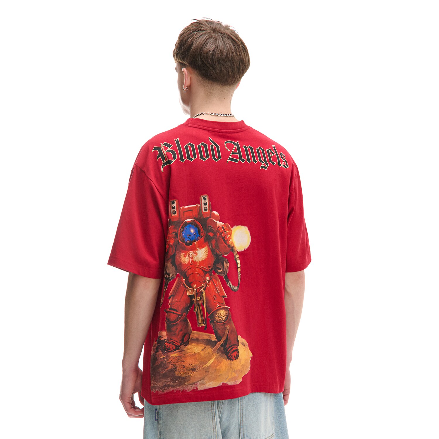 Cropp - Czerwony T-shirt z nadrukiem Warhammer - czerwony