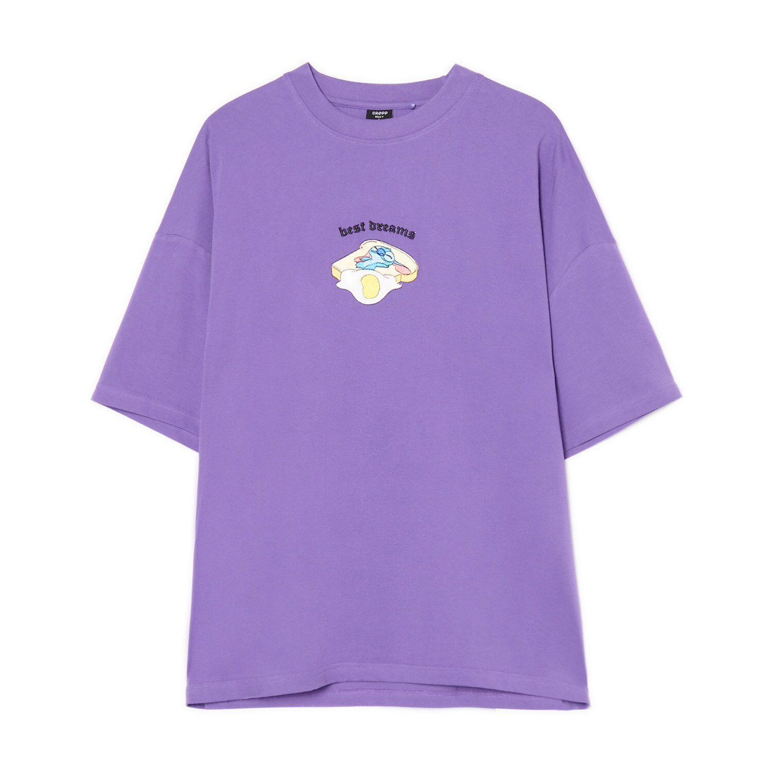 Cropp - T-shirt z zabawną naszywką Stitcha - fioletowy