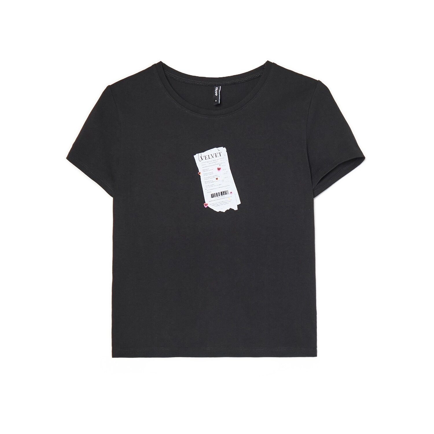 Cropp - Czarny T-shirt z nadrukiem paragonu - czarny