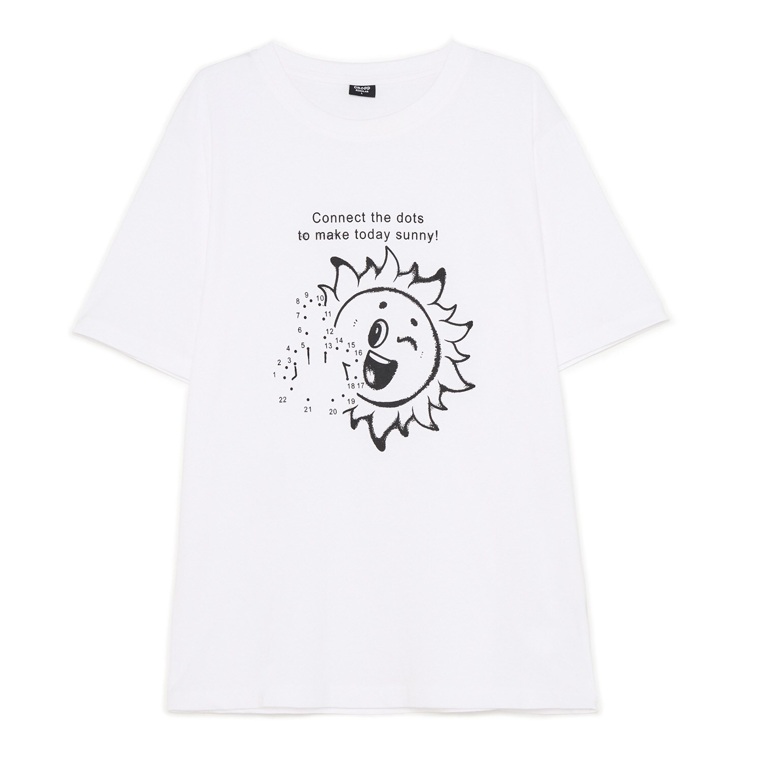 Cropp - Biały T-shirt ze słonecznym nadrukiem - biały