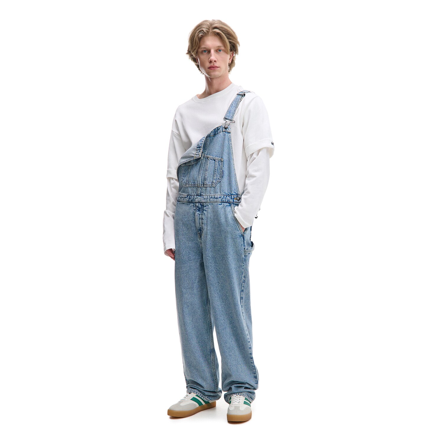 Cropp - Jeansowe ogrodniczki baggy - niebieski