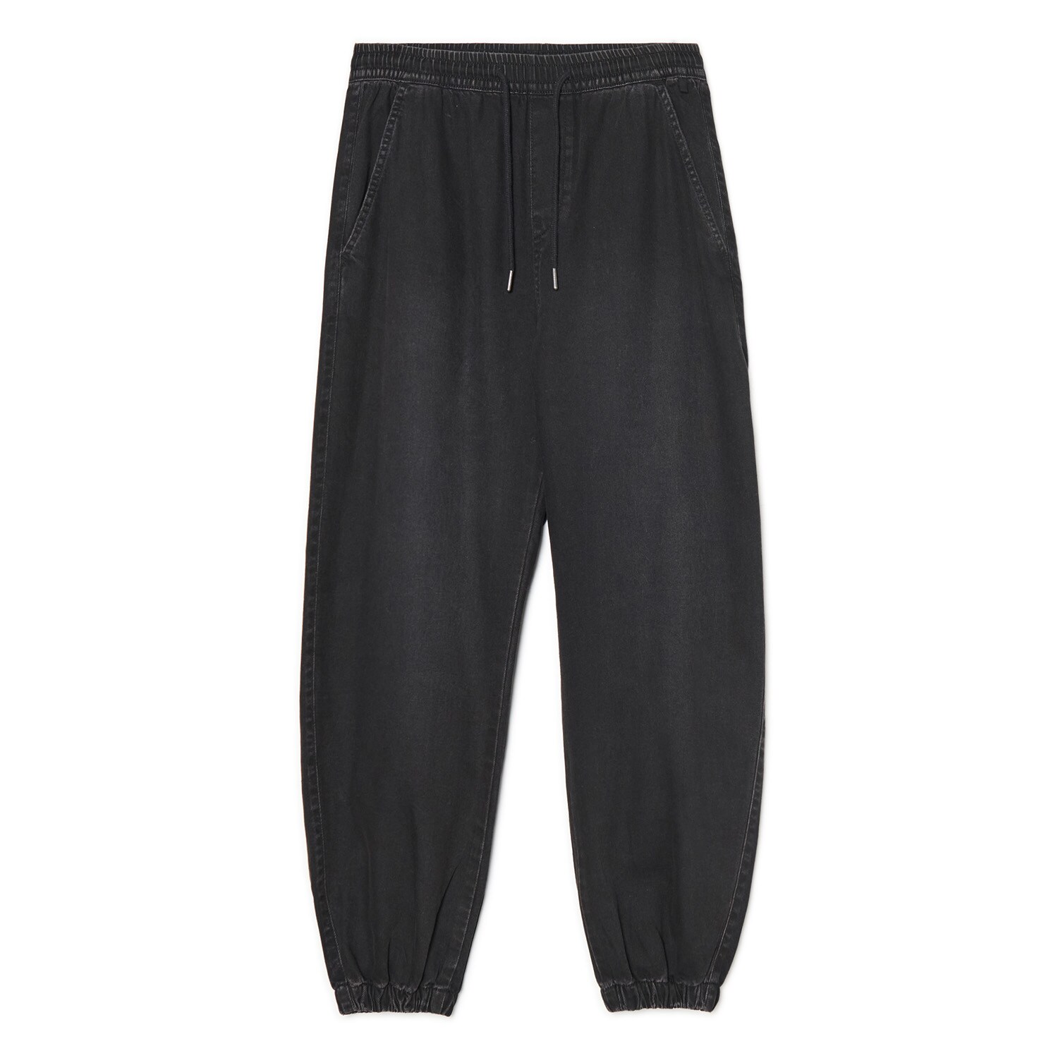 Cropp - Jeansy loose jogger z efektem sprania - czarny