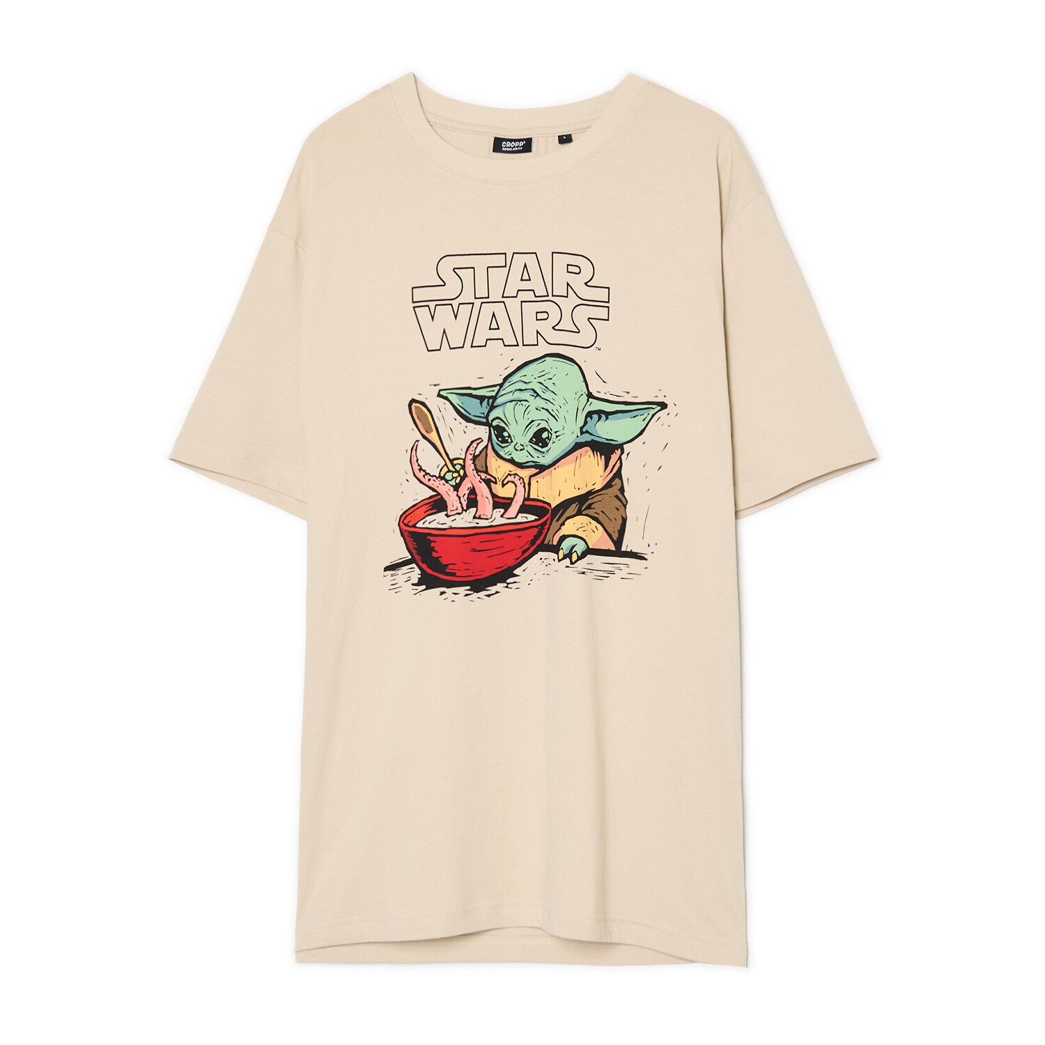 Cropp - Koszulka z nadrukiem Baby Yody UNISEX - beżowy