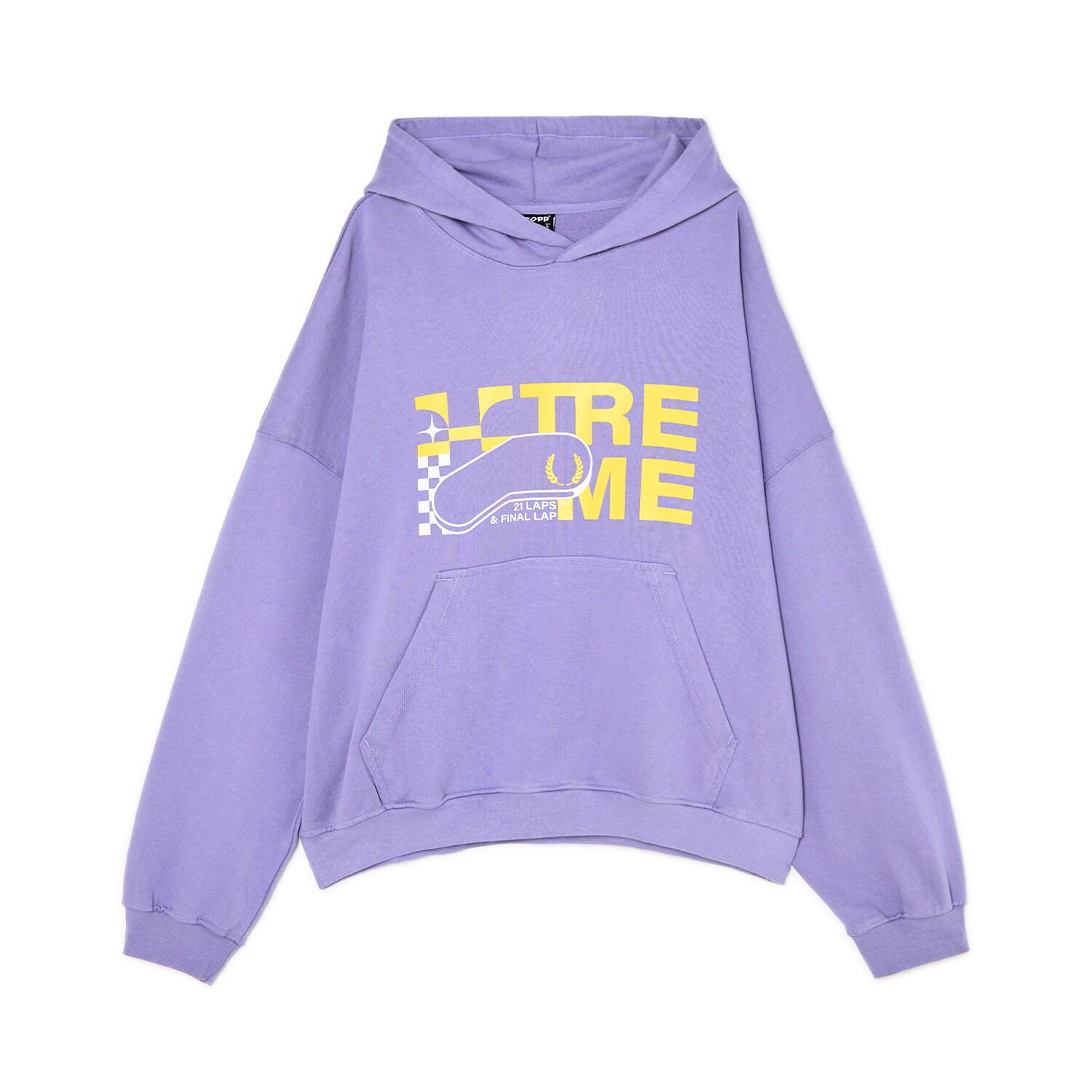 Cropp - Fioletowa bluza z kapturem i nadrukiem - purpurowy