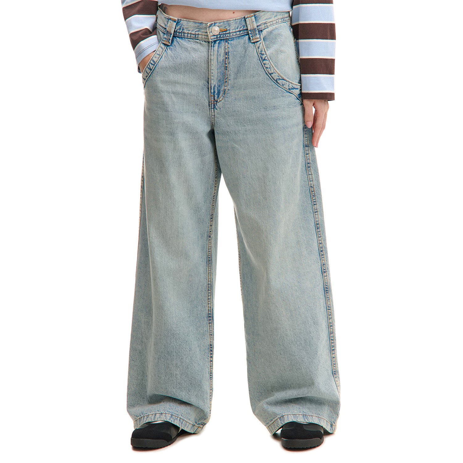 Cropp - Jasnoniebieskie jeansy baggy - niebieski