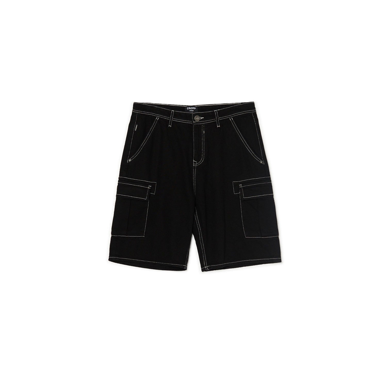 Cropp - Czarne jeansowe szorty retro - czarny