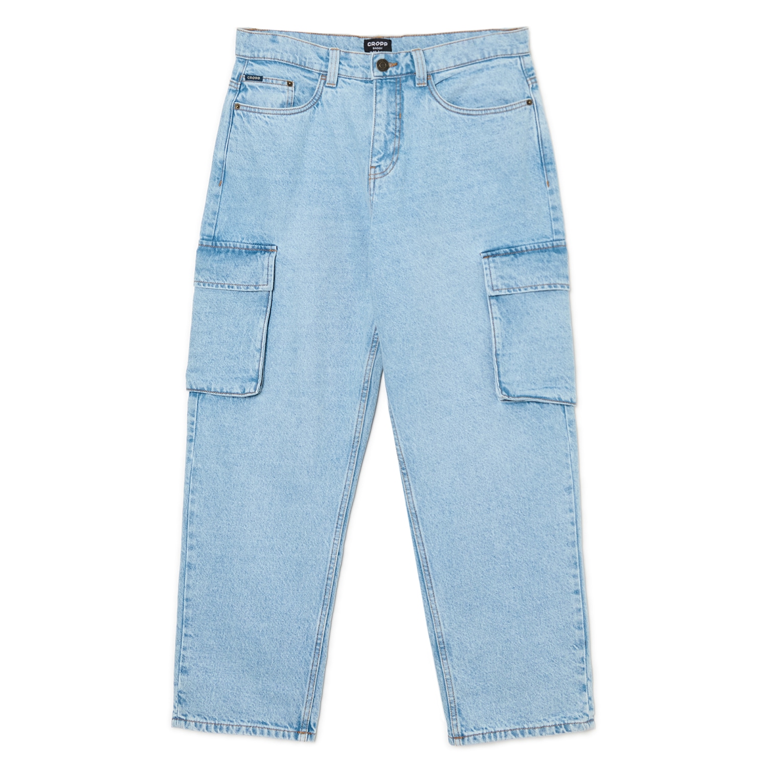Cropp - Jasne baggy z kieszeniami cargo - niebieski