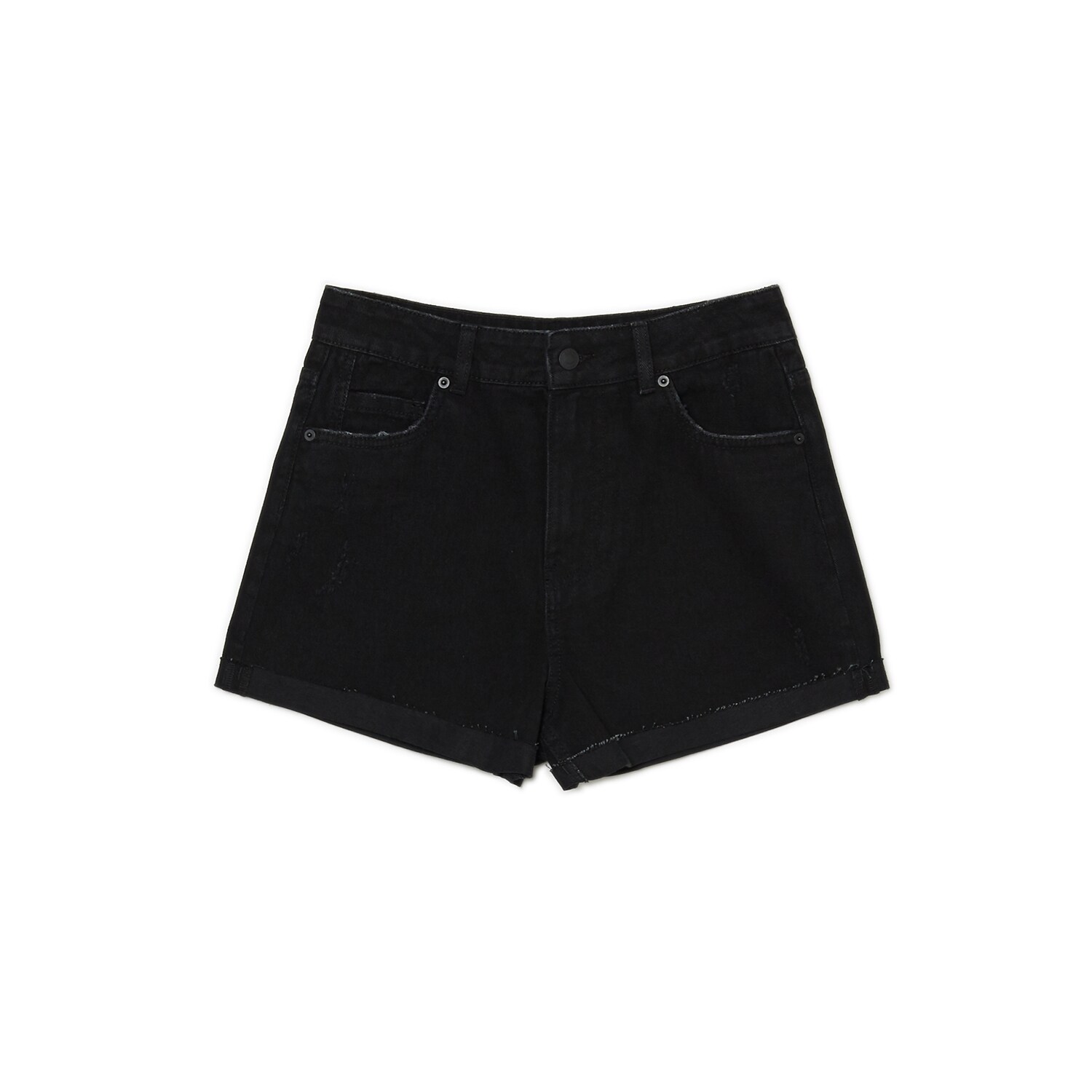 Cropp - Czarne jeansowe szorty mom - czarny