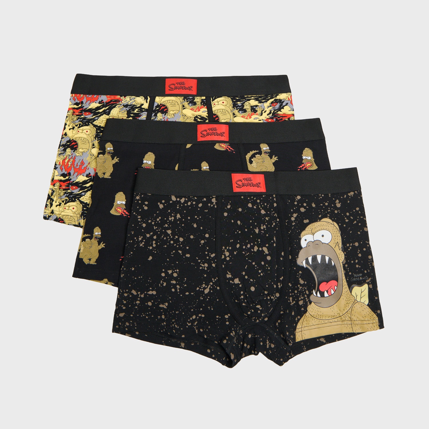 Cropp - Set de 3 perechi de boxeri cu imprimeu Homer The Simpsons - verde-oliv