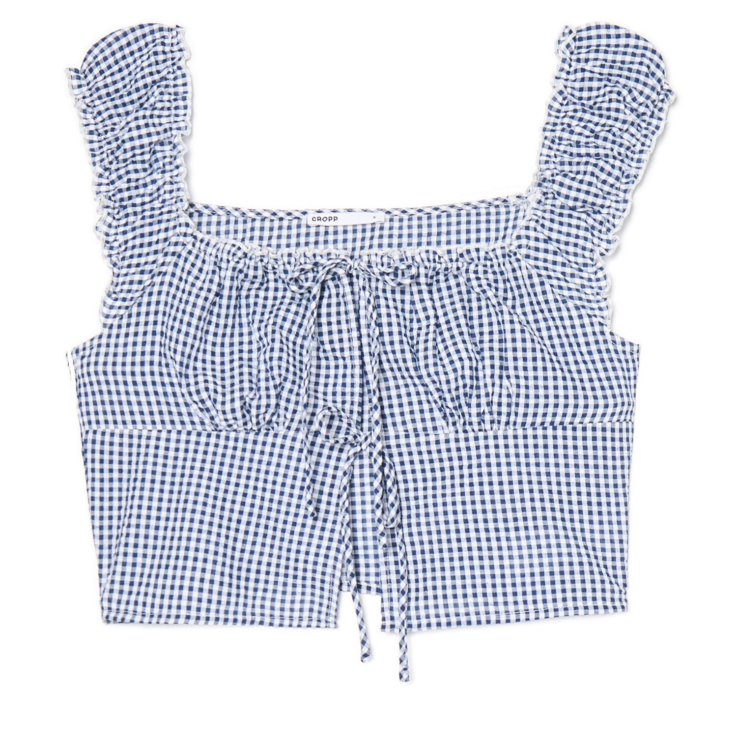 Cropp - Crop top s viazaním - tmavomodrá