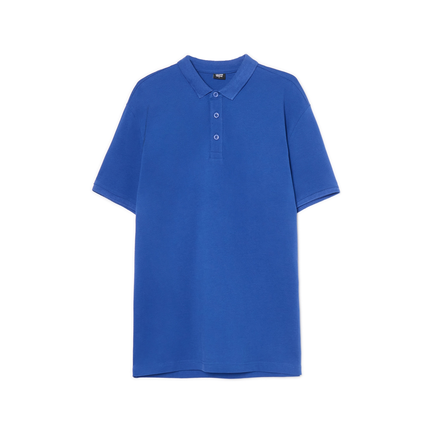 Cropp - Basic bavlnené tričko polo - indigová