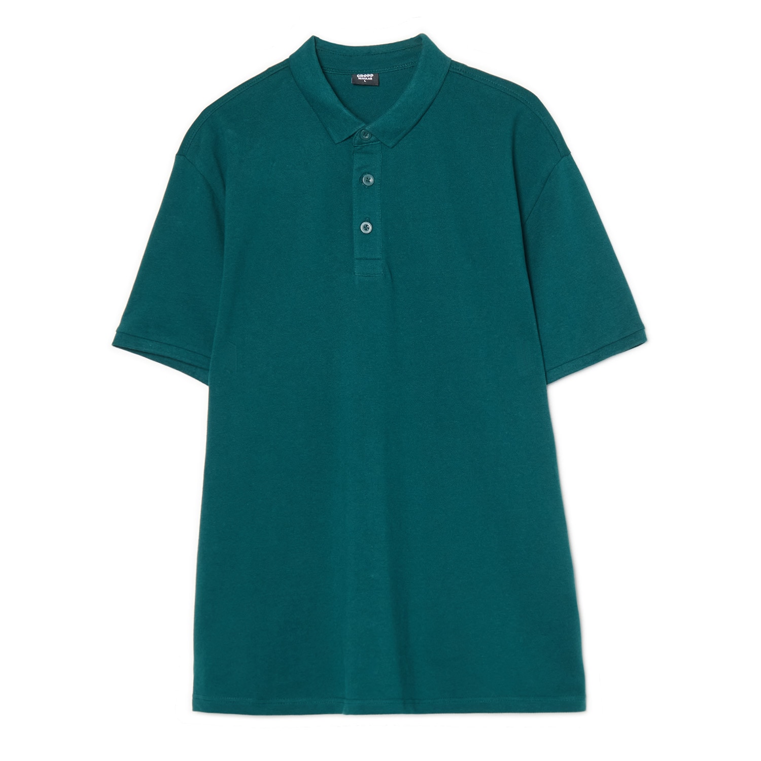 Cropp - Basic bavlnené tričko polo - tmavotyrkysová
