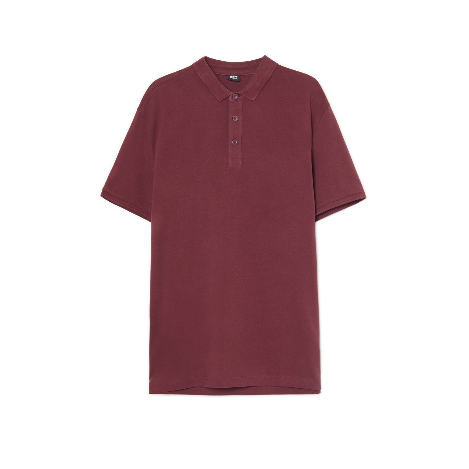 Cropp - Basic bavlnené tričko polo - bordová